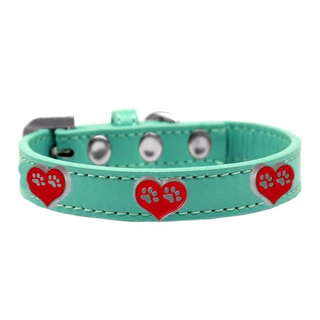 MIRAGE PET PRODUCTS Paw Heart Widget Dog CollarAqua Size 20 631-31 AQ20